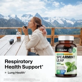 BIO KRAUTER Spearmint Capsules, 500 mg, Organic Spearmint Leaf (Mentha spicata) (100 Capsules)
