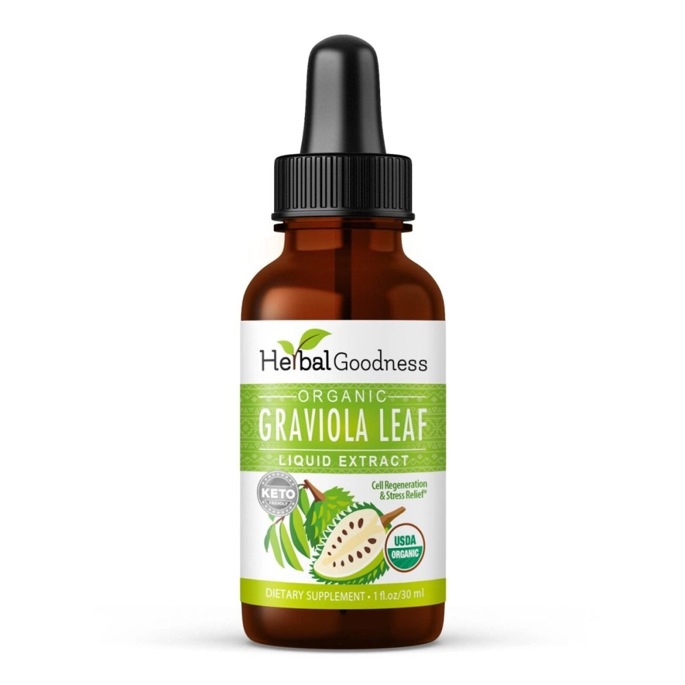 Herbal Goodness Graviola Soursop Leaf Extract | Organic Guanabana Leaves for Cell Support, Immune Boost, and Strong Cell Regeneration | Soursop Bitters USDA Organic Kosher - 1oz