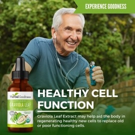 Herbal Goodness Graviola Soursop Leaf Extract | Organic Guanabana Leaves for Cell Support, Immune Boost, and Strong Cell Regeneration | Soursop Bitters USDA Organic Kosher - 1oz