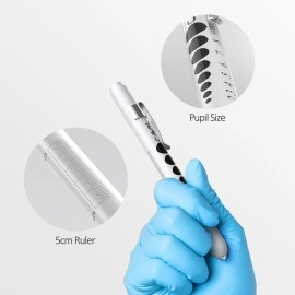 CAVN Pen Light with Pupil Gauge LED Penlight for Nurses Doctors, 2 Pcs Reusable Medical Penlight for Nursing Students Black and White