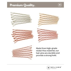 Heliums Bobby Pins - Ash Blonde - 48 Count, 2 Inch Wavy Hair Pins, Color Matched for Light Blonde Hair, Secure Hold