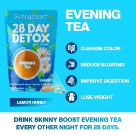 Skinny Boost Detox Tea Kit- 2 PACK -1 Daytime (28 Bags) + 1 Evening -(14 Bags) - Herbal Detox for Weight, Metabolism, Energy, Bloating & Colon Cleanse - Green Tea, Vegan, Keto, Non-GMO, Sugar-Free