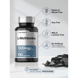 Horbach L Methionine 1000 mg | 100 Capsules | Non-GMO, Gluten Free | Free Form Supplement