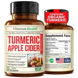 Vimerson Health Turmeric Apple Cider Vinegar Supplement with Ginger and Bioperine