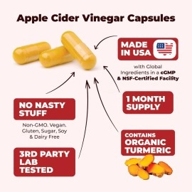 Vimerson Health Turmeric Apple Cider Vinegar Supplement with Ginger and Bioperine
