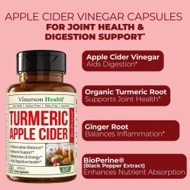 Vimerson Health Turmeric Apple Cider Vinegar Supplement with Ginger and Bioperine