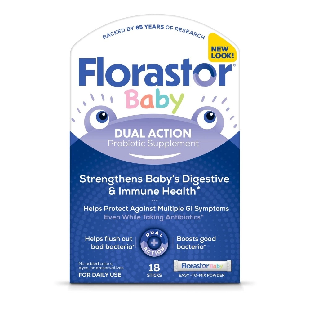 Florastor Baby Daily Probiotic Supplement, Powder Mixes with Milk, Formula or Soft Foods, Saccharomyces Boulardii CNCM I-745 (18 Powder Sticks)