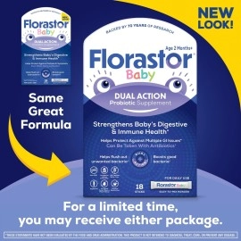 Florastor Baby Daily Probiotic Supplement, Powder Mixes with Milk, Formula or Soft Foods, Saccharomyces Boulardii CNCM I-745 (18 Powder Sticks)