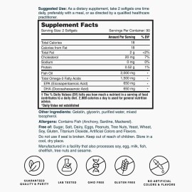 Nature\'s Lab Triple Strength Omega-3 Fish Oil with EPA & DHA - Supports Healthy Brain Function, Cognitive Health & Circulation - 180 Softgels (3 Month Supply)