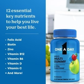 One A Day Mens Multivitamin Gummies, Supplement with Vitamin A, Vitamin C, Vitamin D, Vitmain E, Calcium & more, 170 Count