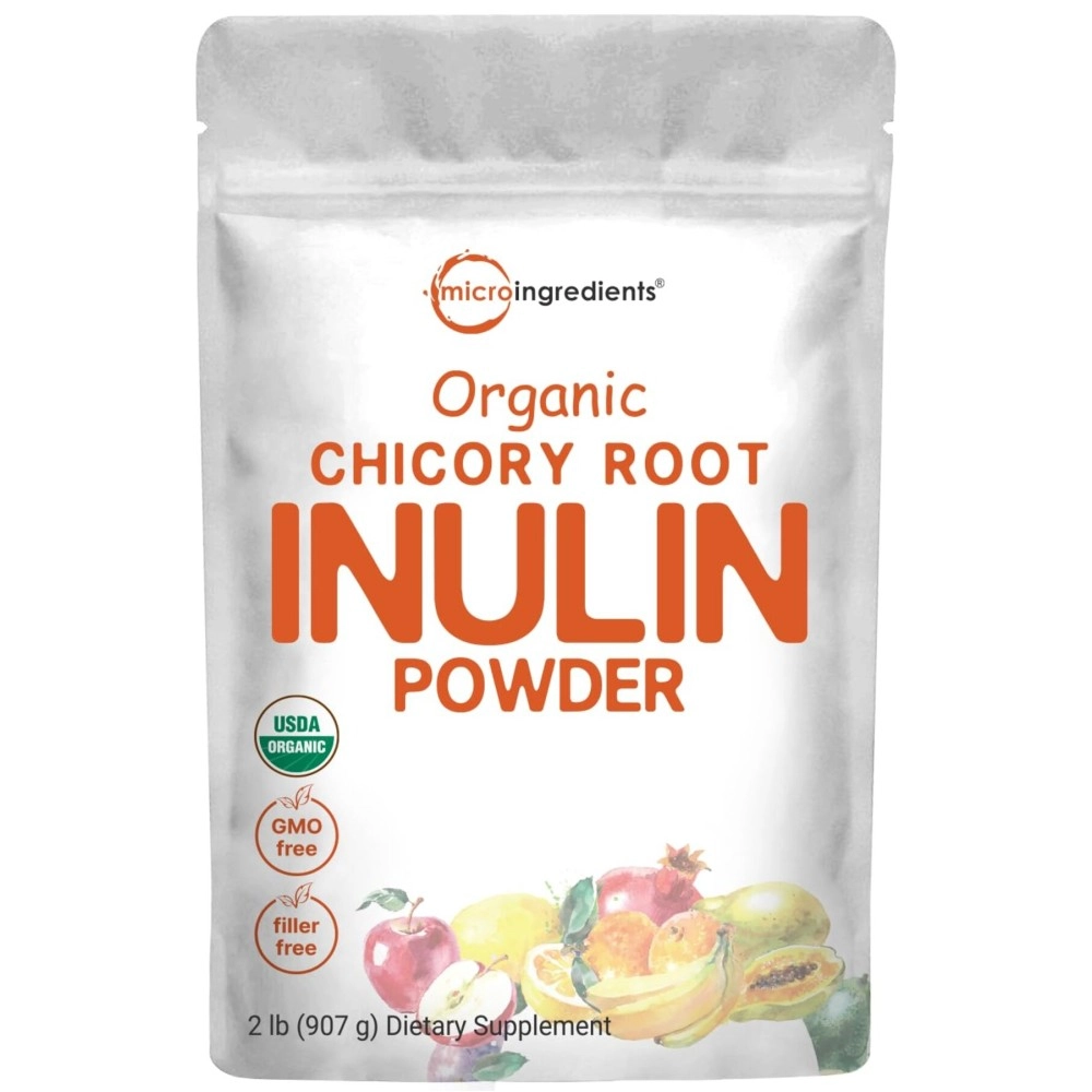 Micro Ingredients Organic Chicory Root Inulin Powder, 2 Pounds | Natural Prebiotic Fiber Supplement | Intestinal Support for Colon and Gut Health | Non-GMO and Vegan Friendly