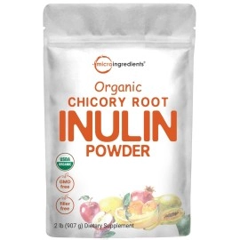 Micro Ingredients Organic Chicory Root Inulin Powder, 2 Pounds | Natural Prebiotic Fiber Supplement | Intestinal Support for Colon and Gut Health | Non-GMO and Vegan Friendly