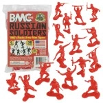 BMC Toys (Bright Red) - Classic Marx Russian Plastic Army Men - Red 36pc WW2 Soldier Figures US Made