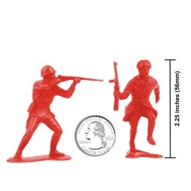 BMC Toys (Bright Red) - Classic Marx Russian Plastic Army Men - Red 36pc WW2 Soldier Figures US Made