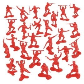BMC Toys (Bright Red) - Classic Marx Russian Plastic Army Men - Red 36pc WW2 Soldier Figures US Made