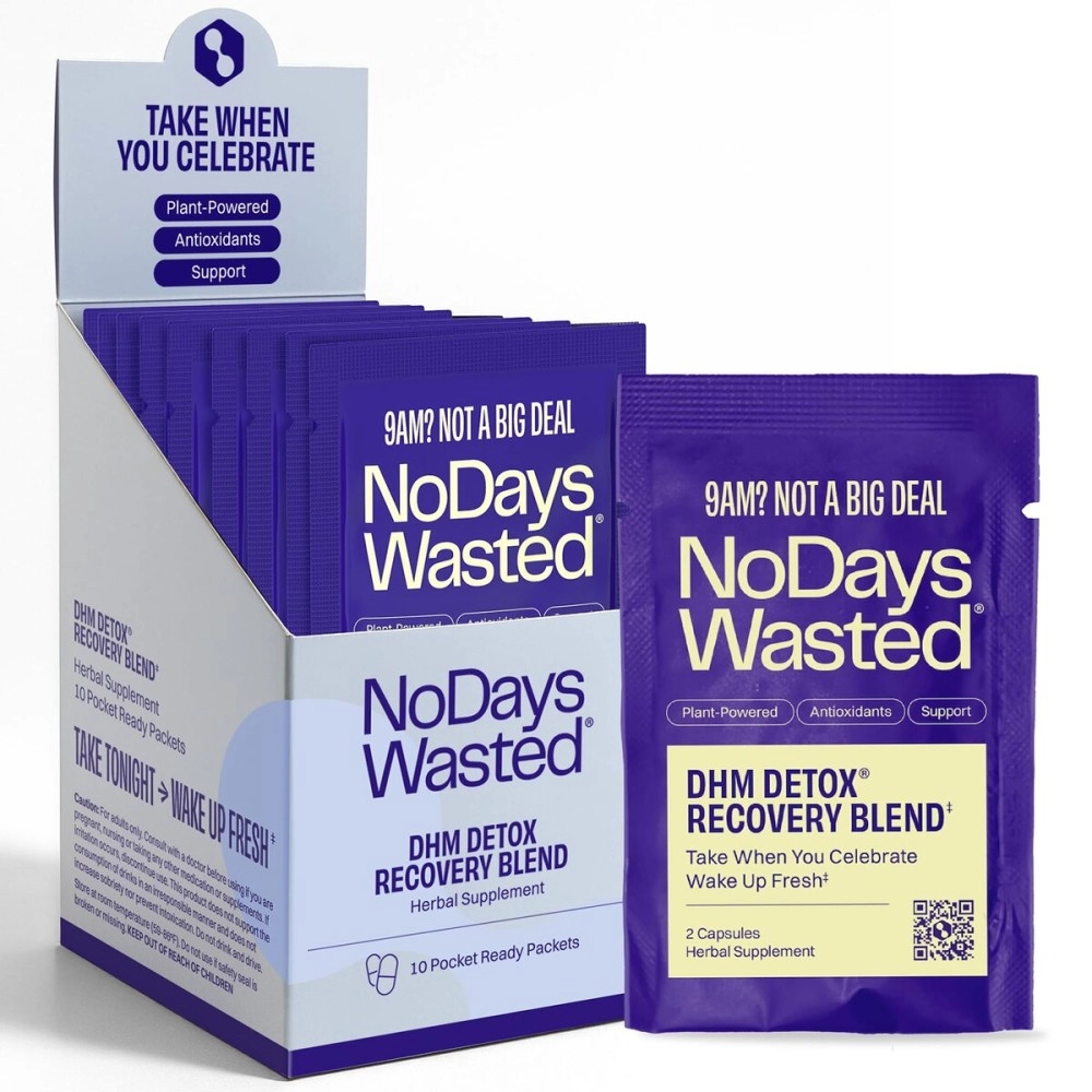 No Days Wasted DHM Detox Hangover Prevention Pills - Dihydromyricetin (DHM), N Acetyl Cysteine, Milk Thistle, Prickly Pear, Hydration Electrolytes Blend-Take After-Alcohol to Aid in Recovery
