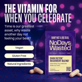 No Days Wasted DHM Detox Hangover Prevention Pills - Dihydromyricetin (DHM), N Acetyl Cysteine, Milk Thistle, Prickly Pear, Hydration Electrolytes Blend-Take After-Alcohol to Aid in Recovery