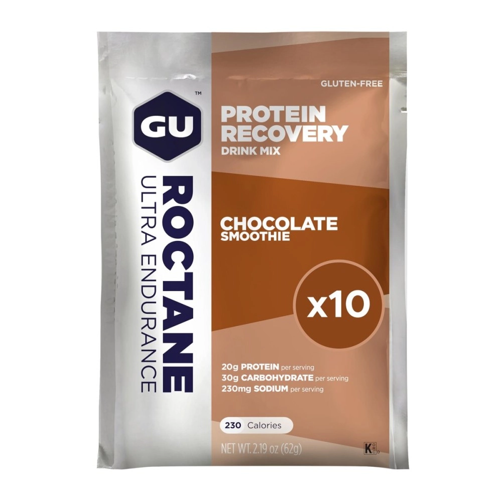 GU Energy Roctane Ultra Endurance Protein Recovery Drink Mix, 10 Single-Serving Packets, Chocolate Smoothie