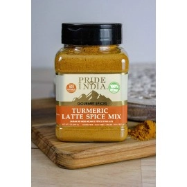 Pride of India - Turmeric Latte Spice Mix - Gourmet & Warm Tea Spice Blend - Healthy/Gluten-Free - Ideal for Lattes/Smoothies/Golden Milk - Easy to Store - 7 oz. Medium Dual Sifter Bottle