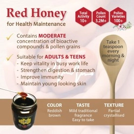 Health Harvest Tualang Red Honey 280g | Total Activity 10+ | Pollen Count 3.2M+ | Pollen Varieties 100+ | Moderate Choice for Adult & Teenage Maintenance | Multiple Awards-Winning