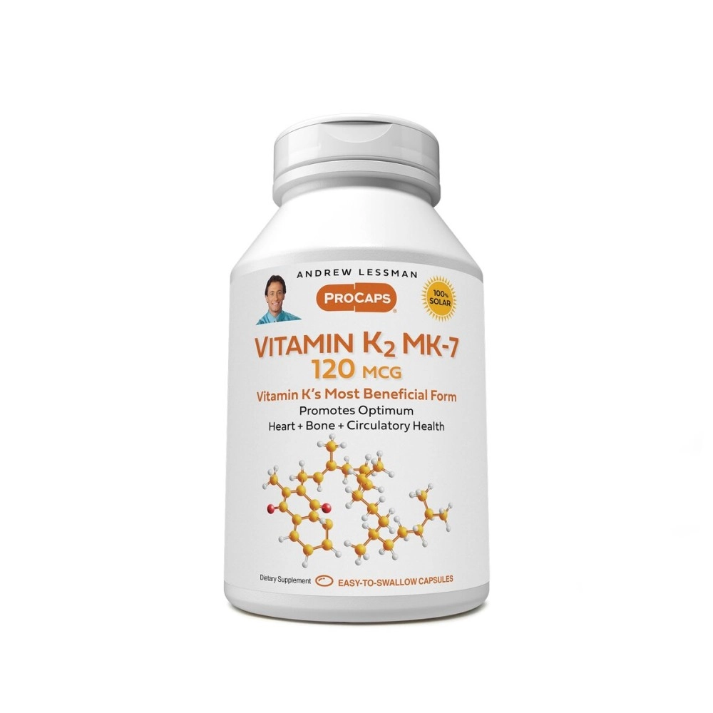 ANDREW LESSMAN Vitamin K2 MK7 120 mcg 180 Softgels - Essential for Healthy Calcium Utilization, Promotes Optimum Skeletal, Heart and Arterial Health. No Additives. Small Easy to Swallow Softgels