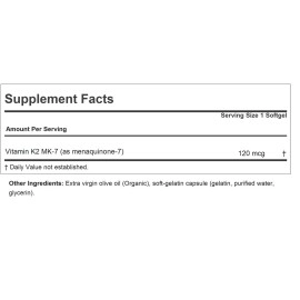 ANDREW LESSMAN Vitamin K2 MK7 120 mcg 180 Softgels - Essential for Healthy Calcium Utilization, Promotes Optimum Skeletal, Heart and Arterial Health. No Additives. Small Easy to Swallow Softgels