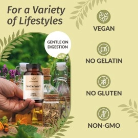 HERBAMAMA Motherwort Capsules - Organic Motherwort Herb Pills - Vegan Supplement - 1200 mg - 100 Caps