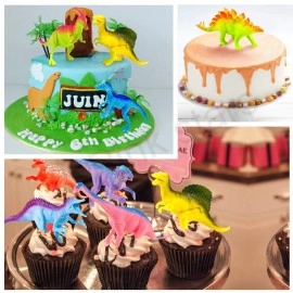 Pink stars Dinosaur Figures for Toddlers Kids Toys 7 inch Jumbo Figure Educational Mini Small Kimicare Animal Toy,Cake Decoration Dinosaur Girls Boys Gift Party Supplies