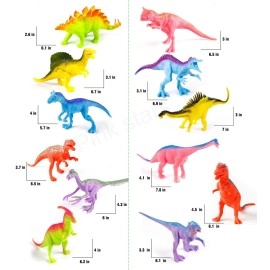 Pink stars Dinosaur Figures for Toddlers Kids Toys 7 inch Jumbo Figure Educational Mini Small Kimicare Animal Toy,Cake Decoration Dinosaur Girls Boys Gift Party Supplies