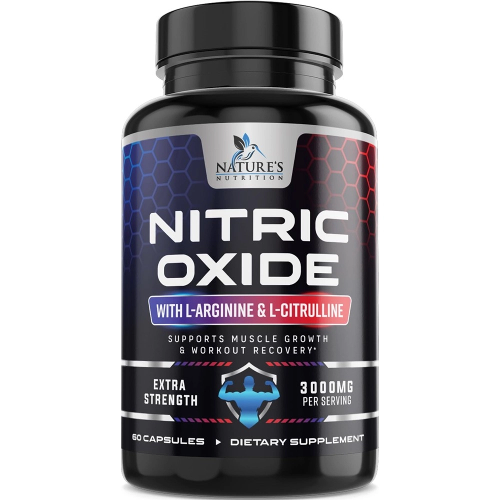 Extra Strength Nitric Oxide Supplement L Arginine 3X Strength - Citrulline Malate, AAKG, Beta Alanine - Premium Muscle Supporting Nitric Oxide Booster for Strength & Energy Supplements - 60 Capsules