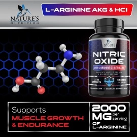 Extra Strength Nitric Oxide Supplement L Arginine 3X Strength - Citrulline Malate, AAKG, Beta Alanine - Premium Muscle Supporting Nitric Oxide Booster for Strength & Energy Supplements - 60 Capsules