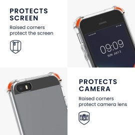 kwmobile Crossbody Case Compatible with Apple iPhone SE (1.Gen 2016) / iPhone 5 / iPhone 5S Case - Clear TPU Phone Cover w/Lanyard Cord Strap - Transparent/Black