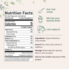 Micro Ingredients Organic European Black Elderberry Juice Powder, 4 Ounce, Cold Pressed, Flash Pasteurized for Safety, Supports Immune System, Energy and Vascular Health, No GMOs, Vegan Friendly