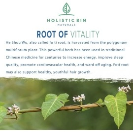 Holistic Bin Japanese He Shou Wu Fo Ti Powder Potent Fermented Herbal Extract for Vitality | Wild Harvested in Japan | Pure Fo Ti for Hair Health Support | Antioxidant and Anti Aging Properties