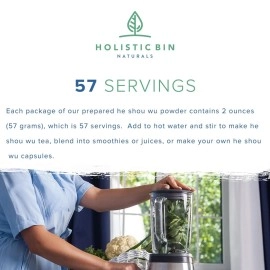 Holistic Bin Japanese He Shou Wu Fo Ti Powder Potent Fermented Herbal Extract for Vitality | Wild Harvested in Japan | Pure Fo Ti for Hair Health Support | Antioxidant and Anti Aging Properties