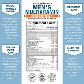 Men\'s Multivitamin with Vitamin C A B D3 E Zinc for Immune Support - Once Daily Supplement for Energy & Heart - Antioxidants & Digestive Enzymes for Absorption - Mental Clarity & Focus Support -60 Ct