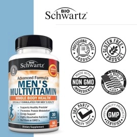 Men\'s Multivitamin with Vitamin C A B D3 E Zinc for Immune Support - Once Daily Supplement for Energy & Heart - Antioxidants & Digestive Enzymes for Absorption - Mental Clarity & Focus Support -60 Ct