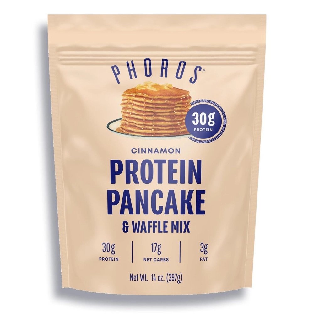 Phoros Nutrition Protein Pancake Mix & Protein Waffle Mix , 30g of Protein, Low Carb, High Protein, Keto-Friendly, Whey Protein, Whole Wheat Pancakes, Just Add Water (Cinnamon)