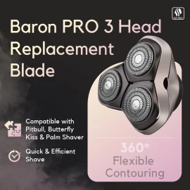 Skull Shaver Baron PRO 3 Head Replacement Blade Compatible with Pitbull, Palm and Butterfly Kiss Shavers