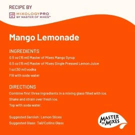 Master of Mixes Cocktail Essentials Infused Mango Syrup, 375 ML Bottle (12.7 Fl Oz), Individually Boxed in Ecommerce Protective Packaging