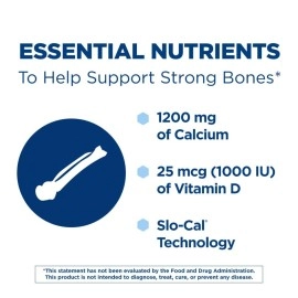 CITRACAL Slow Release 1200, 1200 mg Calcium Citrate and Calcium Carbonate Blend with 1000 IU Vitamin D3, Bone Health Supplement for Adults, Once Daily Caplets, 185 Count