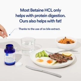 Essential Stacks Betaine HCL with Pepsin, Ox Bile, Organic Gentian & Ginger - Betaine Hydrochloride Supplement w Digestive Enzymes, Bile & Bitters - Gluten, Dairy & Soy Free (120 Capsules)