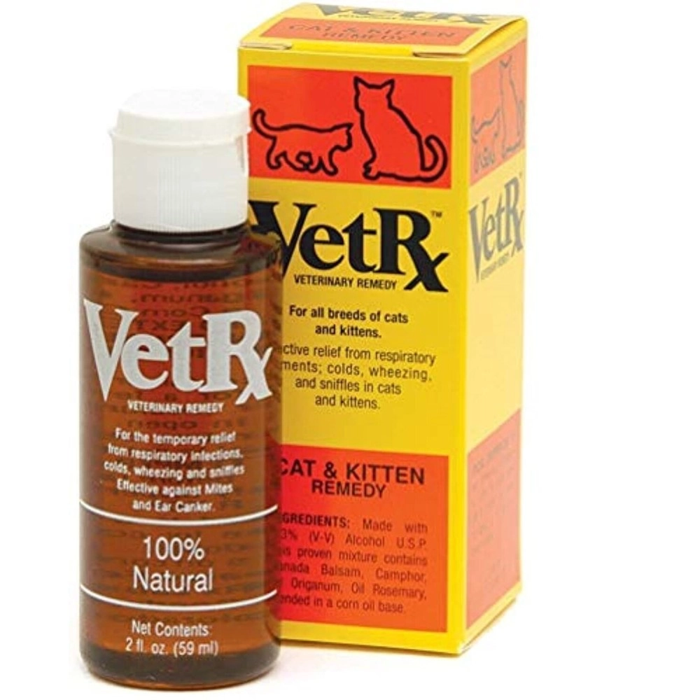VET RX Sneezing Cold Cough and Allergies for Cat & Kitten, Yellow, 2 Fl Oz