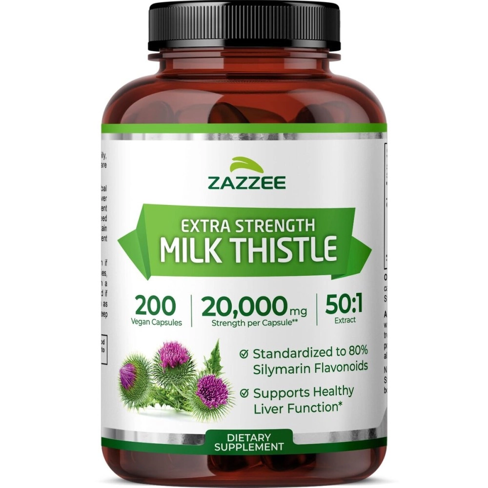 Zazzee 50:1 Extract Milk Thistle (20000mg,200 Vegan Capsules)