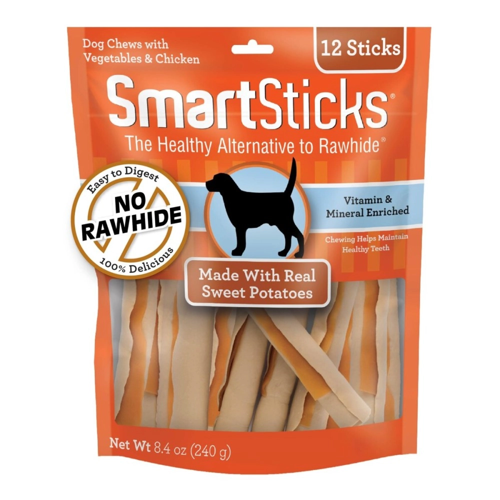 SmartBones SmartSticks, Treat Your Dog to a Rawhide-Free Chew Made With Real Meat and Vegetables 12 Count (Pack of 1)
