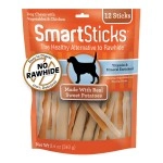SmartBones SmartSticks, Treat Your Dog to a Rawhide-Free Chew Made With Real Meat and Vegetables 12 Count (Pack of 1)