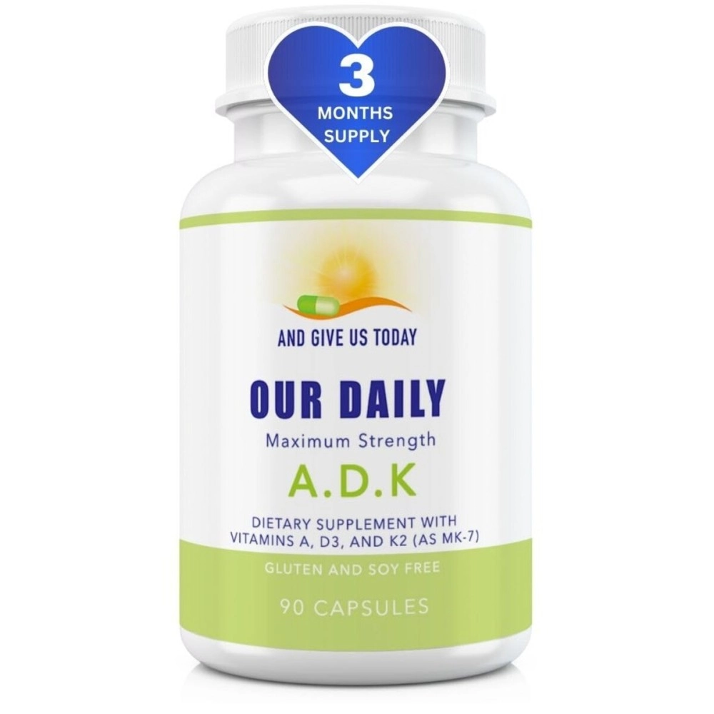 Our Daily Vites ADK Vitamin Supplement - Vitamin A, D3 & K (as MK7) - Bone & Immune System Support - High Potency Vitamins with Non GMO Ingredients - Gluten Free, Soy Free Vegetable Capsules