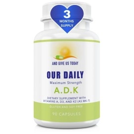 Our Daily Vites ADK Vitamin Supplement - Vitamin A, D3 & K (as MK7) - Bone & Immune System Support - High Potency Vitamins with Non GMO Ingredients - Gluten Free, Soy Free Vegetable Capsules