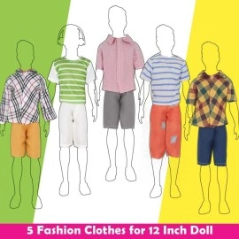 EUtenghao 29Pcs Doll Clothes And Accessories For Ken Doll And Barbie Doll Includes 12 Set Wear Clothes Jeans And Wedding Dresses Tandem Bike Glasses Dog Bag And Colorful Balloons For Ken Barbie Doll