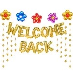BLEBRDME Welcome Back Balloons Gold Welcome Back Banner Back to School Party Supplies with Flower Balloons Star Banners First Day of School Classroom, Wedding, House, Home Decor Decorations